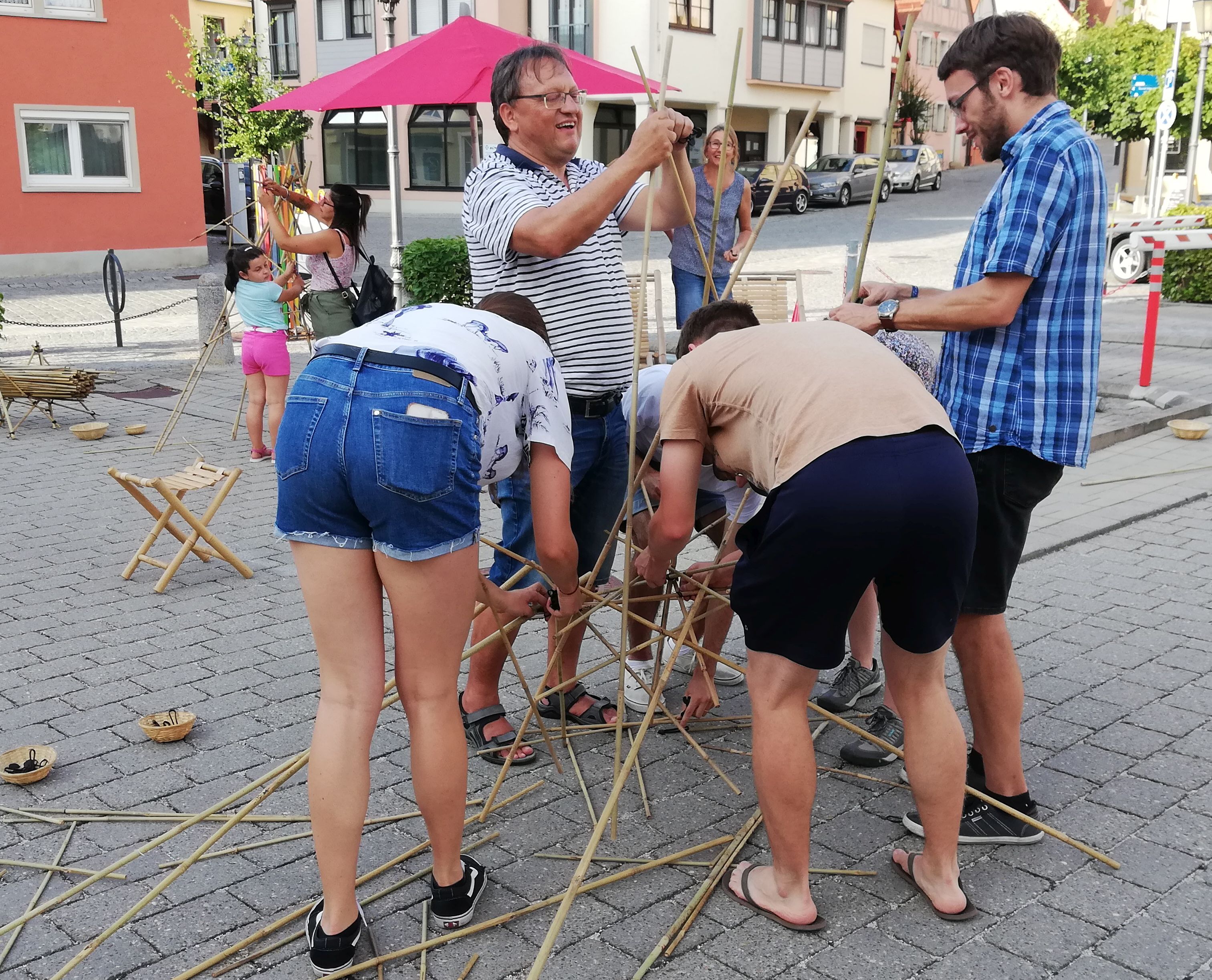 Bambus in Gunzenhausen beim Street Art Festival bei der Spielanimation von Spiel-o-Top